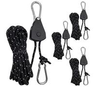 GmwyCzV 4 Pièces Corde Cliquet, 4mm x 4m Sangle Corde Crochet Réglables, Cliquet de Rope avec Croch, Ratchet Tightener, pour Camping, Randonnée, Tente, Bâche, Auvent