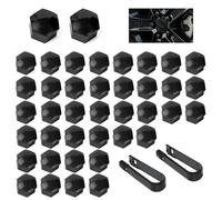 GmwyCzV 40 Pièces Cache Ecrou, Diamètre Interne 19mm Haute Qualité Boulon Ecrou Couvre, Hexagonal Capuchons D'écrou de Roue, Noir Plastique Cache Boulon avec 2Pcs Outil Demontage