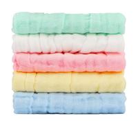 GmwyCzV 5 Pièces Langes Coton BéBé, Lingette Lavable Bebe, Carrés Mousseline Coton 25x50cm, Serviettes Bébé 100% Coton Bio, Doux Absorbant Respirant, Bordure Renforcé, Multi-Usages: Cadeau, Bavoir