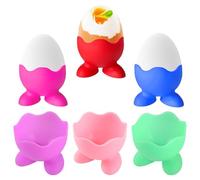 GmwyCzV 6 Pièces Coquetier Oeuf, Facile à Nettoyer, Ensemble de Coquetier, Difficile à Casser, Coquetiers Support Oeufs Silicone, Sain et Non Toxique, avec Base, pour Un Brunch, Le Camping