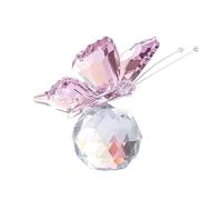 GmwyCzV Boule de Cristal Papillon,4.5 cm Boule de Cristal 3D Gravée en Forme de Papillon,Figurine Décorative en Crystal avec Base de Verre, Statue d'animal pour Décoration de Maison (Rose)