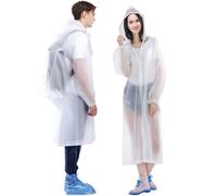 GmwyCzV Ponchos de Pluie Adulte, Poncho Pluie Imperméable Matériel EVA Respirant avec Capuche, Réutilisable Cape de Pluie Portables Poncho Femme et Homme, pour Festival Camping Randonnée, Blanc
