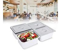 GN Lot de 4 récipients gastronormes en acier inoxydable avec couvercle (7 l chacun, 32,5 x 26,5 x 15 cm) Convient pour réfrigérateurs, fours, tables à vapeur et hotpots