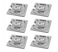 GN Lot de 6 couvercles 1/6 avec trou pour louche en acier inoxydable SS201 17,6 x 16,2 cm