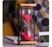 GNALEIEOG Sablier en Bois à Quatre colonnes Fait à la Main en Verre Sablier à Faire Ses devoirs Horloge de Sable créative Décoration d'intérieur 60 Minutes