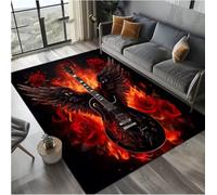 GNALEIEOG Tapis antidérapant Motif tête de Mort, Guitare électrique, Guitare Classique, 160 x 230 cm