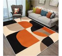GNALEIEOG Tapis de Sol géométrique Orange et Noir, antidérapant, pour Salon, Chambre à Coucher, décoration d'intérieur, 80 x 150 cm