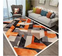 GNALEIEOG Tapis de Sol géométrique Orange et Noir, antidérapant, pour Salon, Chambre à Coucher, décoration d'intérieur, 60 x 90 cm