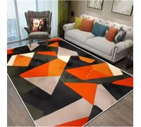 GNALEIEOG Tapis de Sol géométrique Orange et Noir, antidérapant, pour Salon, Chambre à Coucher, décoration d'intérieur, 80 x 120 cm