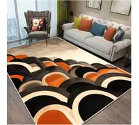 GNALEIEOG Tapis de Sol géométrique Orange et Noir, antidérapant, pour Salon, Chambre à Coucher, décoration d'intérieur, 80 x 120 cm