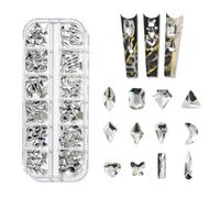 GNALIA 1 Boîte Strass Ongle Nail Art Diamants En Cristal À Dos Plat Pour Ongles/Vêtements/Visage(Argent)