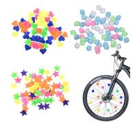 GNALIA 108 Pièces De Rayons De Vélo Colorés Pour Les Filles Et Les Garçons Perles De Rayons, Rayons De Vélo Coloré Bike Speichen Clicker Rayons Réfléchissants Étoiles Clip De Décoration De Vélo
