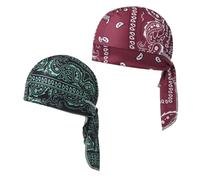 GNALIA 2 Pcs Silky Durag Unisexe Bonnet Chapeau Durag Pour Hommes Femmes Respirant,Séchage Rapide,Sous-Casque De Cyclisme Pour L'Été,Pour Vélo-Bandana De Sport