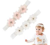 GNALIA 2 Pièce Bandeaux À Fleurs Pour Bébé Fille Bébé Fille Bandeau Cheveux Bandeaux Gros-Grain Bandeaux À Fleurs Pour Nouveau-Né Dentelle Pétales Fleur Pour Bébé Fille Tout-Petit Enfants Comme Fête