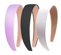 GNALIA 3 Pièces Satin Bandeaux Cheveux Headband Large Bandeau Serre Tête Pour Femme Et Fille(Noir Blanc Violet Lavande)