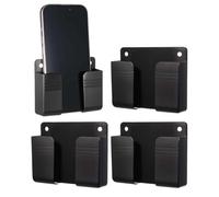 GNALIA 4 Supports Téléphone Muraux Noirs Avec Adhésif, Support Charge Avec Trou Pour Câble, Rangement Multifonction Pour Douche Et Cheve