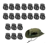 GNALIA Arrêt De Cordon, 20 Pièces 24Mm Avec 2 Trous 5X5Mm, Pour Cordons Ø4Mm, Bouchon Plastique Libération Rapide, Coulisseau Et Pince Pour Lacets, Noir
