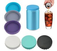 GNALIA Bouchon Canette 6 Pièces Standard, Bleu Violet Gris Blanc Cyan Noir, Couvercle Silicone Réutilisable Pour Canettes De Soda Et Bière