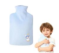 GNALIA Bouillotte Eau Chaude 1 Pièce 0.5L Bleue, Housse Peluche Amovible Lavable Pour Réchauffer Corps Et Soulager Douleurs Musculaires