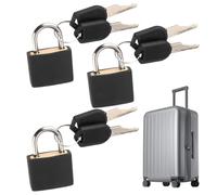 GNALIA Cadenas Clé : 3 Pièces Noir 28Mm Pour Valise Et Bagages. Sécurité Casier College Et Gym. Serrures Compactes Voyage Et Vacances.
