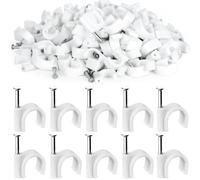 GNALIA Cavalier Cable Electrique : 100 Pièces Blanc Format Rectangulaire 8Mm. Pour Fixation Câbles Électriques Muraux. Attaches Et Clips Organisation Fils.