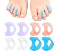 GNALIA Écarteur Orteil 4 Paires, Séparateur Orteils Transparent Violet Bleu Chair, Coussinets Gel Taille Standard, Correcteur Orteils Marteau