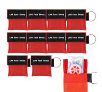 GNALIA Kit Premier Secours 10 Pièces Rouge, Masque Rcr De Poche 5X5.5Cm Avec Porte-Clés Et Protection Bouche-À-Bouche