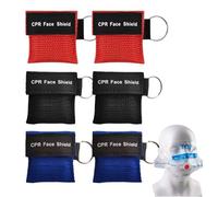 GNALIA Kit Premier Secours 6 Pièces Rouge Bleu Noir, Masque Rcr De Poche 5X5.5Cm Avec Porte-Clés Et Protection Bouche-À-Bouche