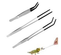 GNALIA Pince Aquarium : 3 Pièces Avec Embouts Caoutchouc En Acier Inoxydable 25Cm. Modèles Droit Et Courbé Pour Reptiles Et Plantes Aquatiques. Couleur : Argent.