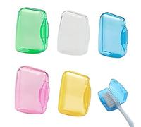 GNALIA Protege Brosse À Dent, 5 Pièces, Couvre-Têtes De Brosse À Dents Portables, Transparent, Rose, Bleu, Vert, Orange, Dimensions 3,5Cm X 1,5Cm X 2Cm, Idéal Pour Voyage Et Bureau