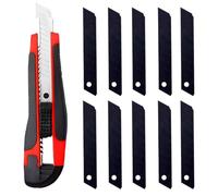 GNALIA Stanley : 1 Cutter + 10 Lames De Rechange Professionnel. Longueur 16Cm. Manche Tpr/Pp. Couleurs : Corps Rouge Lame Noire. Pour Carton Et Bricolage.