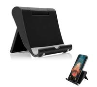 GNALIA Support Telephone Bureau - 2 Pièces Noires Taille Standard, Support Pliable 360° Ajustable Pour Iphone Et Android, Porte Smartphone Portable