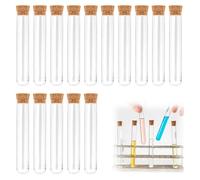 GNALIA Tube À Essai Plastique 15 Pièces Transparent 12×75Mm, Avec Bouchon Liège Pour Plantes, Bonbons, Épices Et Échantillons