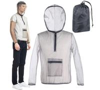Gnat Jacket, Fly Clothing, Netting, Hooded Breathable Mesh Protection Wear for Men Women Adult Camping Hiking Outdoor Adventures Fishing Shield Activities