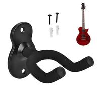 GNAUMORE Support Guitare Mural Noir Accroche,Mural Stand Guitare Pied,Accessoire Guitare Bois Universel,Support Mural Ukulele,Support Guitare Mural,Classique Porte Guitare pour Basses 1PC