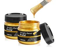 Gnaxyzthor 2 Pièces Peinture Acrylique Dorée, 100 ml,pour la Création Artistique et Les Loisirs Créatifs, Elles Conviennent à Divers Supports Tels Que la Toile, le Bois, L'argile,le Tissu et le Verre