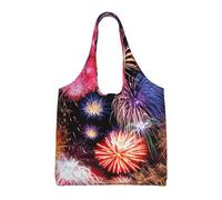 Gnbmvcc Beau sac à main en toile Fireworks à une épaule, couleur respectueuse de l'environnement, peut être réutilisé, super durable et lavable.