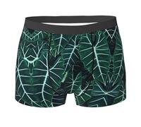 Gnbmvcc Boxer décontracté à longues feuilles vertes pour homme, confortable et doux, sous-vêtements de sport à motifs personnalisés., Noir , XL