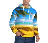 Gnbmvcc Clouds And Palm Trees Beaches Sweat à capuche en polaire pour homme - Doux et confortable - En velours fin, Noir , L