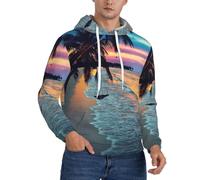 Gnbmvcc Coconut Beach Sunset Hamac Sweat à capuche en polaire pour homme - Doux et confortable - En velours fin, Noir , M