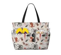 Gnbmvcc Color Octopus Sac de plage surdimensionné pour femme Fermeture Éclair Sac à main pour femme Voyage, shopping, voyage, piscine