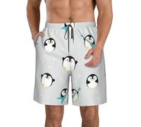 Gnbmvcc Cute Penguin 1 Short de bain pour homme Short de planche à roulettes Short de plage à séchage rapide avec poches, blanc, M