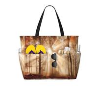 Gnbmvcc Fall Scene Sac de plage surdimensionné pour femme avec fermeture éclair Sac à main pour femme Voyage, shopping, voyage, piscine