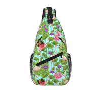 Gnbmvcc Flamingo Love Flowers Sac à dos de poitrine diagonale pour homme et femme Sac à bandoulière Voyage Randonnée Loisirs