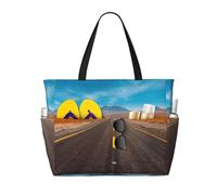 Gnbmvcc Freeway Highway Road In The Desert Sac de plage surdimensionné pour femme avec fermeture éclair Sac à main pour femme Voyage, shopping, voyage, piscine