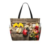 Gnbmvcc Fruits On Wood Floor Sac de plage surdimensionné pour femme, sac à main à fermeture éclair, voyage, shopping, voyage, piscine