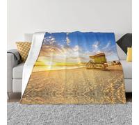 Gnbmvcc Golden Sunset Beach Flanelle Tapis, Couverture, Coussin de Canapé/Salon Coussin Chaude et Confortable Oreiller Couverture