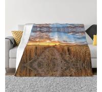 Gnbmvcc Golden Wheat Field Tapis en flanelle pour canapé ou salon chaud et confortable
