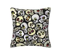 Gnbmvcc Housse de coussin universelle motif tête de mort Halloween quatre saisons pour salon, canapé, chambre à coucher