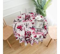 Gnbmvcc Nappe ronde en polyester motif Tour Eiffel de Paris - 152,4 cm - Résistante aux taches et aux plis - Lavable